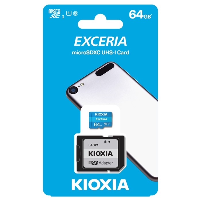 Carto Memria Kioxia Exceria C10 UHS-I U1 microSDXC 64GB + Adaptador SD 2